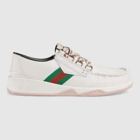 古驰/Gucci 条纹织带皮革系带鞋 575399 D60D0 9070