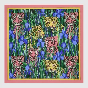 古驰/Gucci 猫科动物花园印花真丝方巾 576773 3G001 1072