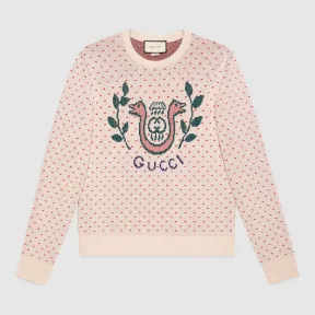 古驰/Gucci 饰琴蛇羊毛混纺毛衣 577406 XKAU9 9133