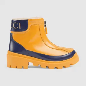 古驰/Gucci 儿童环保毛皮衬里皮革靴子 580728 D73F0 4565