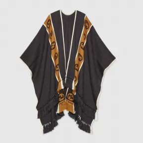 古驰/Gucci 饰互扣式 G 条纹羊毛披巾 581603 4G184 1279