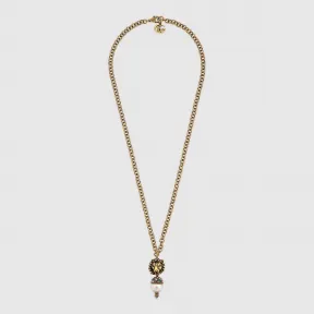 古驰/Gucci 饰珍珠狮头项链 583635 I4762 8516
