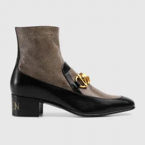 古驰/Gucci 男士蜥蜴皮马衔扣链短靴 585857_1D040_1062