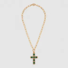 古驰/Gucci 饰弧面宝石十字架项链 591375 I7358 8525