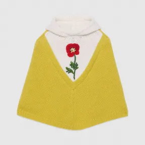 古驰/Gucci 饰罂粟花刺绣婴儿羊毛斗篷  592535_XKA1J_7037