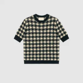 古驰/Gucci 千鸟格短袖毛衣 595697 XKAW9 9207