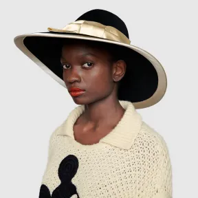 古驰/Gucci 饰缎带宽边毛毡帽 603493_3HJ17_1078