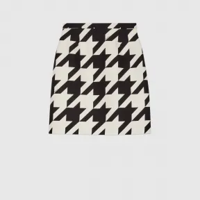 古驰/Gucci 女士 千鸟格印花羊毛真丝迷你裙 619479-ZAEXB-1036
