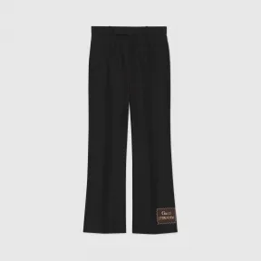 古驰/Gucci 饰Gucci Eterotopia标签羊毛真丝混纺喇叭裤 624953-ZAD88-1000