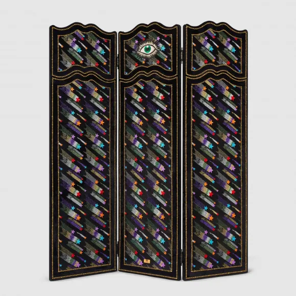 古驰/Gucci 星眼刺绣天鹅绒三扇式屏风 628908-ZAE1A-1082