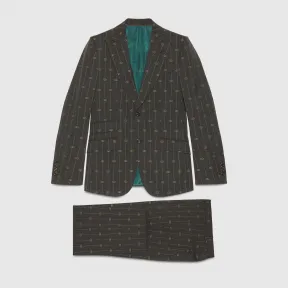 古驰/Gucci Heritage 互扣式 G 条纹羊毛西装 630155-ZAD99-1012