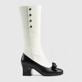 古驰/Gucci 女士水晶蝴蝶结中跟靴 637151-04JA0-1063