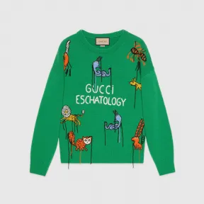 古驰/Gucci 饰Freya Hartas创作的动物图案羊毛毛衣 653914-XKBYF-3129