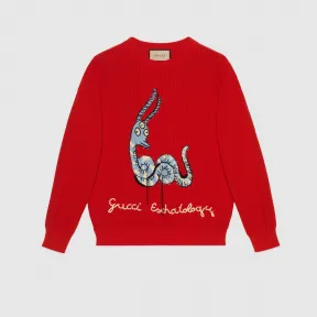 古驰/Gucci 饰Freya Hartas创作的动物图案羊毛毛衣 654426-XKBT7-6229