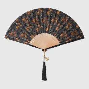 古驰/Gucci Grotesque Garden印花及鳄鱼皮扇子 661734-EAAHB-1159