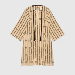 古驰/Gucci 互扣式双G条纹链条印花土耳其长袍 662447-ZAGTV-9077