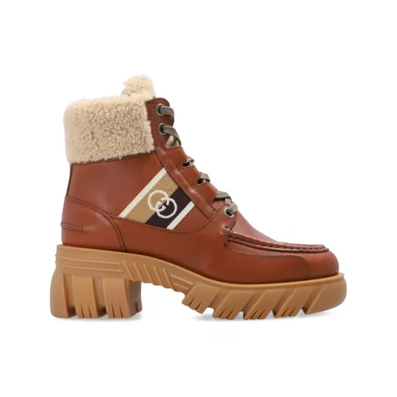 古驰/Gucci 棕色 外 层:|小牛 皮质|内 层:|Lamb 毛皮|鞋底:|橡胶| 女士 短靴 670406-DTNH0-2561