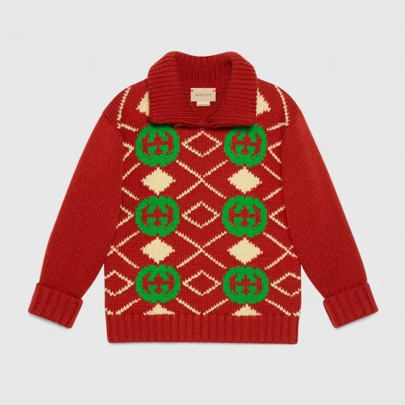 古驰/Gucci 儿童嵌花羊毛毛衣 671312-XKB5Y-6417 