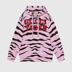 古驰/Gucci 中国新年系列连帽卫衣 粉色和黑色 女士 672474-XJD4D-5152