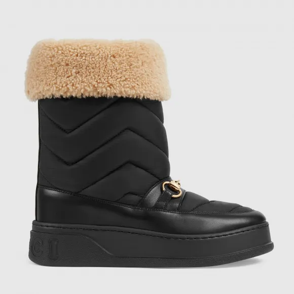 古驰/Gucci 女士马衔扣雪佛龙靴 673559-UFR20-1061