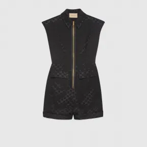 古驰/Gucci G带扣腰带罗缎连体裤 674467-Z8AUI-1000 