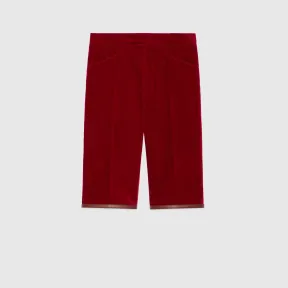 古驰/Gucci 皮革细节天鹅绒短裤 675281-Z8ASR-6555 