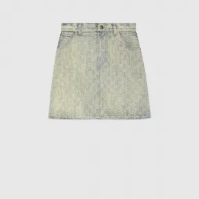 古驰/Gucci GG提花牛仔布迷你裙 678789-XDBOK-4692