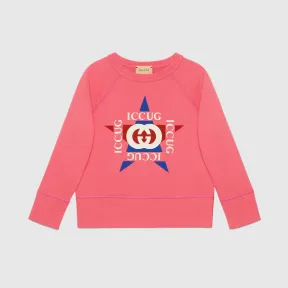 古驰/Gucci 儿童印花棉质卫衣 粉色 女童 679064-XJD0E-5504