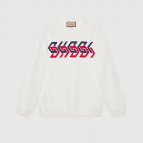 古驰/Gucci Gucci镜像效果印花棉质卫衣 象牙白色 男士 681217-XJDV3-9275