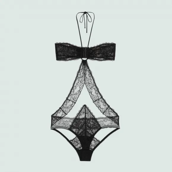 古驰/Gucci 蕾丝薄纱连体紧身衣 712910-XUAFK-1175 