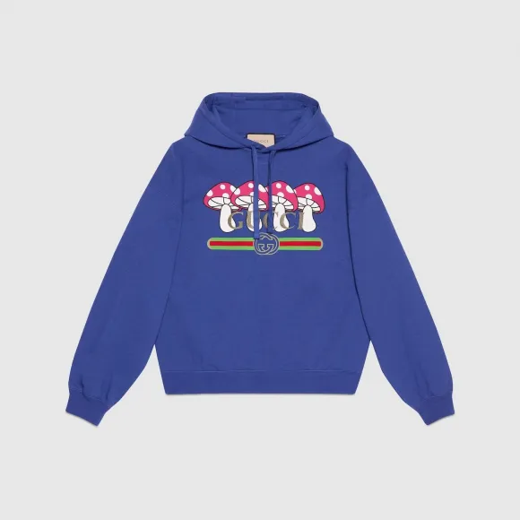 古驰/Gucci 蓝色针织棉连帽卫衣  721427-XJFWB-4413