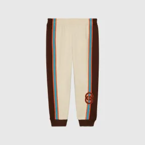 古驰/Gucci 深棕色和象牙白色 儿童平纹针织慢跑长裤 737581-XJFK3-2385