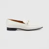 古驰/Gucci 白色皮革饰互扣式双G男士乐福鞋 738468-AABUV-9110