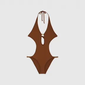 古驰/Gucci Interlocking G 闪亮平纹针织泳衣 738899-XHAHR-2054