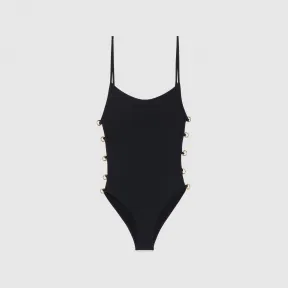 古驰/Gucci 马衔扣闪亮平纹针织泳衣 738902-XHAHT-1000