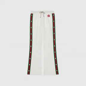 古驰/Gucci 白色饰条纹织带针织阔腿裤 738915-XJFJE-9088