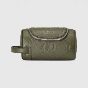 古驰/Gucci 深绿色皮革超级双G小号洗漱包 739378-AABY0-3346