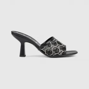 古驰/Gucci 黑色女士GG中跟凉拖 747245-F13B0-1000