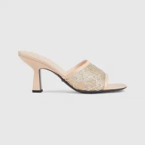 古驰/Gucci 玫瑰米色女士GG中跟凉拖 747245-F13B0-9941