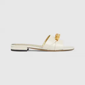 古驰/Gucci 白色皮革饰配件女士凉拖 750509-CLG00-9022