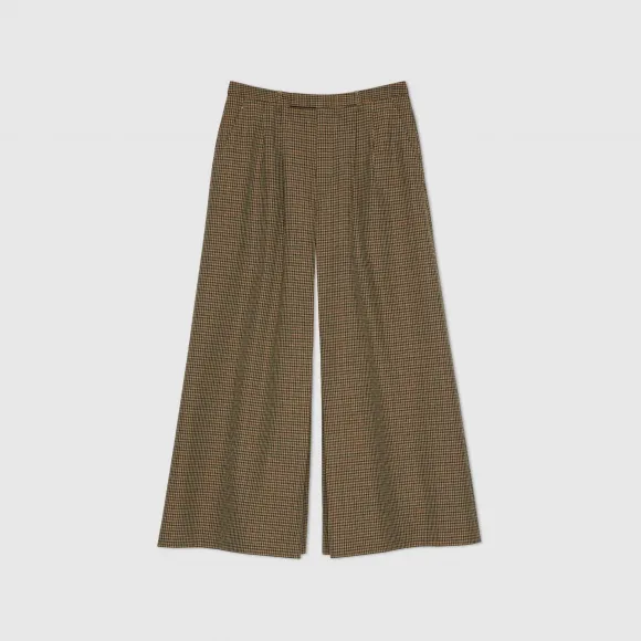 古驰/Gucci 千鸟格羊毛阔腿裤 751045-ZACZJ-2229
