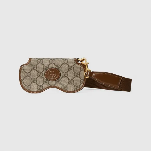 古驰/Gucci 米色和乌木色Supreme帆布GG眼镜盒 751612-FAA33-8563