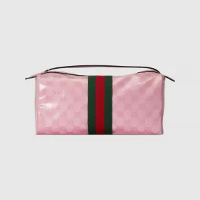 古驰/Gucci 粉色和深粉色GG水晶帆布饰织带洗漱包 759689-FACI0-5848