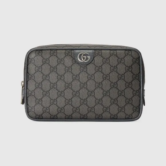 古驰/Gucci 灰色和黑色GG Supreme帆布Ophidia系列GG洗漱包 760019-UULBN-1244
