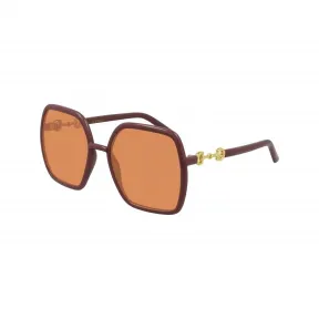 古驰/Gucci Orange Rectangular Ladies Sunglasses GG0890S 003 55