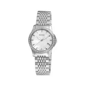 古驰/Gucci 126 SM系列 27.00 MM 拉丝/抛光不锈钢 石英机芯 女表 YA126506