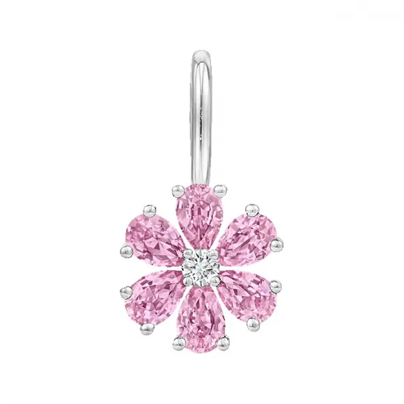 海瑞温斯顿/HarryWinston Forget-Me-Not粉色蓝宝石和钻石幸运坠饰 CMPSPRFFLRFMN