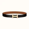 爱马仕/Hermes H 条纹皮带扣&双面皮腰带32毫米 H064550CC06-H073967CAAA085