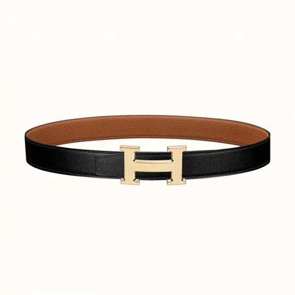 爱马仕/Hermes H 条纹皮带扣&双面皮腰带32毫米 H064550CC06-H073967CAAA120