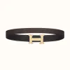 爱马仕/Hermes H 条纹皮带扣&双面皮腰带32毫米 H064550CC06-H073967CABA085